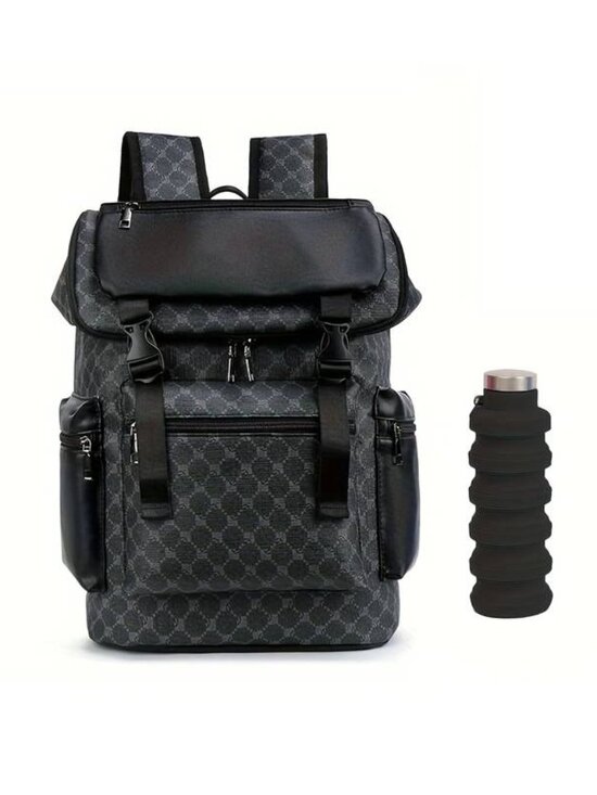 Fashionable PU Large Backpack with Water Cup Pocket for Travel School main image 6